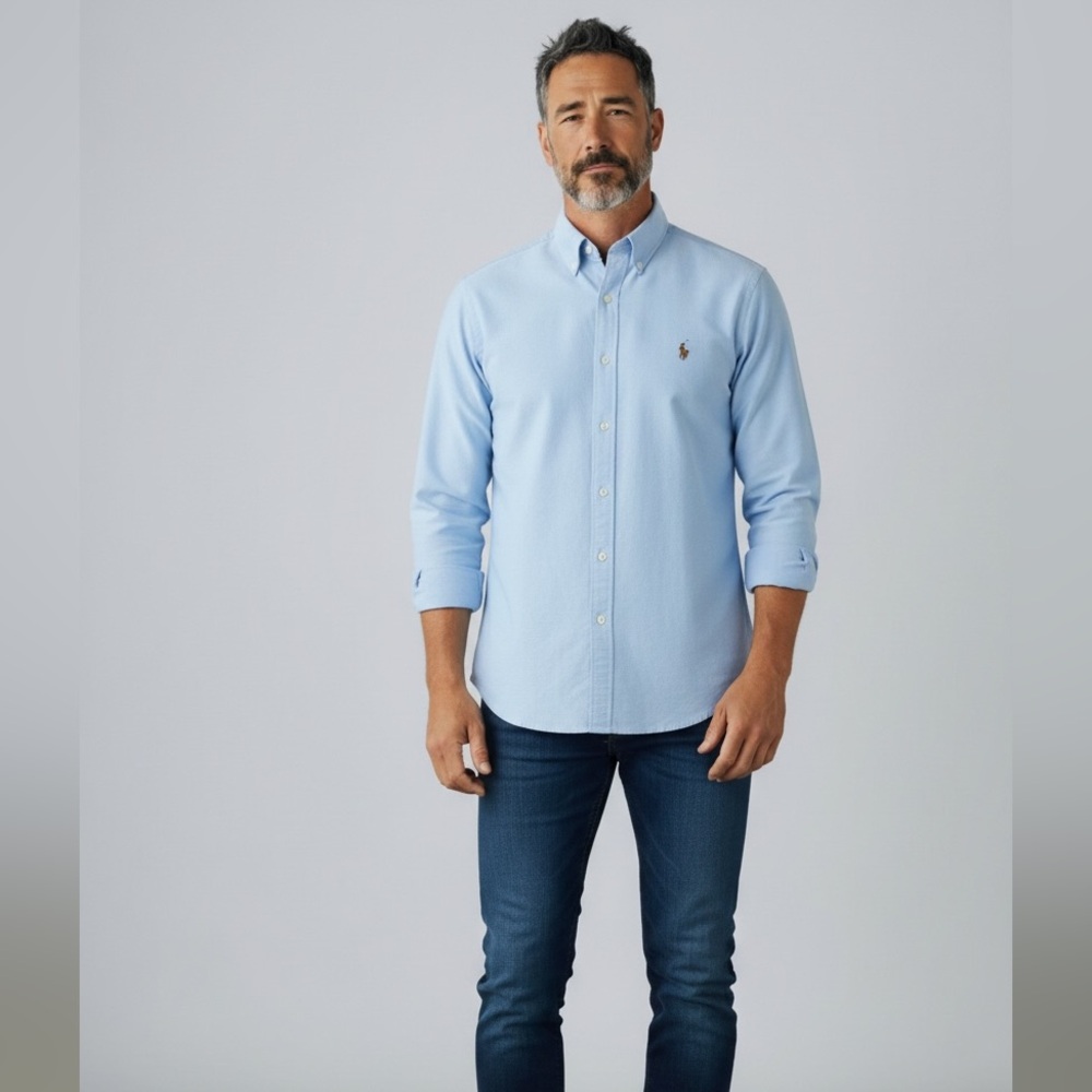 Ralph Lauren light turquoise Oxford Casual Button Down Shirt Polo XXL